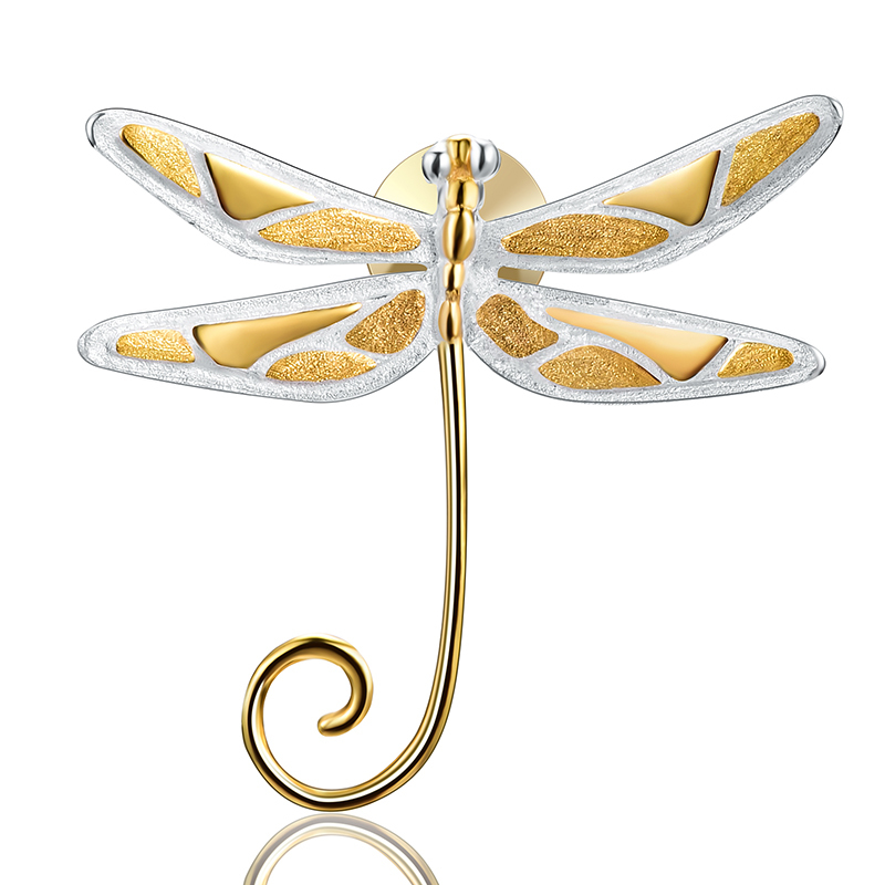 Lotus Spaß Echt 925 Sterling Silber Natürliche Stil Handgemachten Feinen Schmuck Nette Libelle Broschen Neue Stift Broche Für Frauen