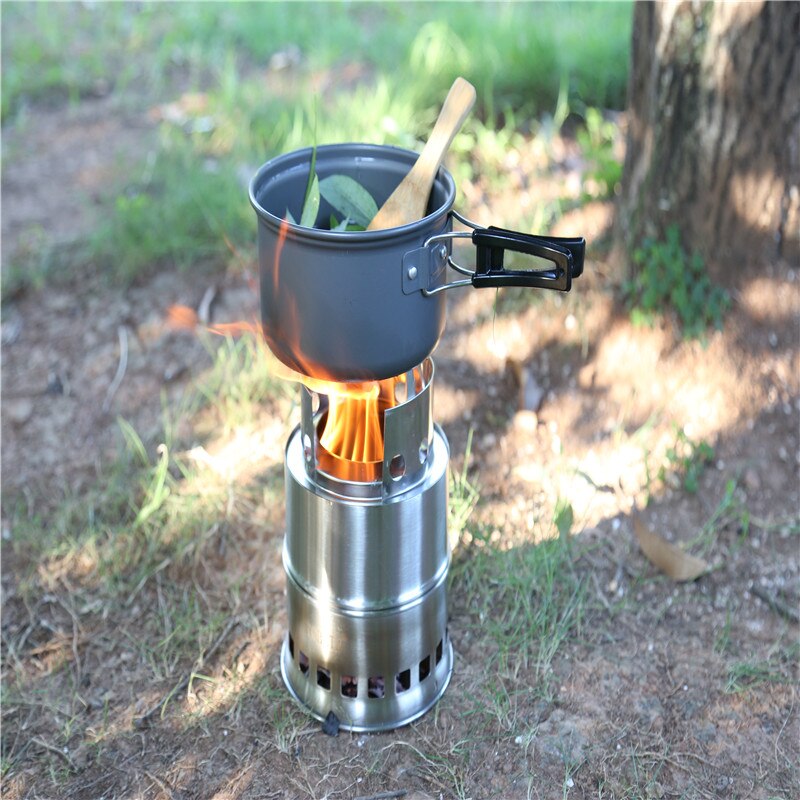 Falten Holz Vergaser Edelstahl Verfestigt Alkohol Herde Rucksack Überleben Brennholz Brennen Kochen Bbq Zubehör