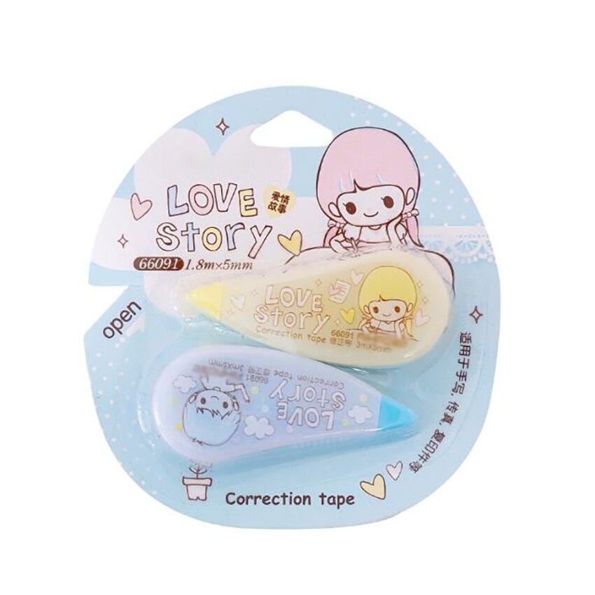 2 Teile/satz 5MM * 1,8 M Nette Mini Korrektur Band Mit Kappe, tragbare Schüler Verändert Band Weiß Aus Korrektor Schreibwaren