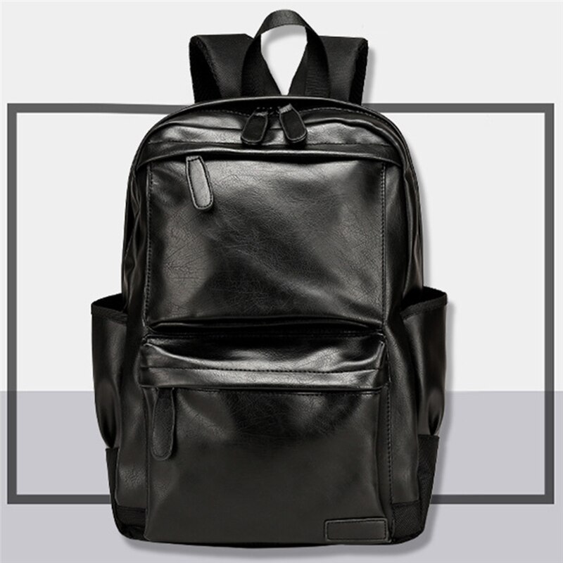unisex Geschäft Backpackl Rucksäcke Reisetasche Schwarz Pu Leder herren Schulter Taschen Teenager Rucksack Männer lässig Tasche