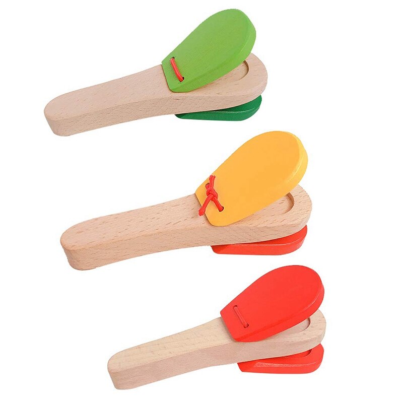 -freundlicher Holz Schlagzeug Instrument Kastagnette Klöppel Kreative Lange Griff Holz Kastagnette Rhythmus Musical Schlagzeug ICH