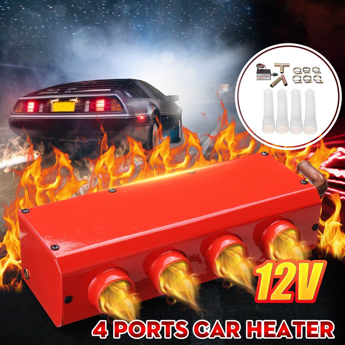 12V 24V Universal- Auto Heizung Auto Winter Wärmer Heizung Fan 4 Hafen Eisen Kompakte Auto Elektrische Heizung Defroster