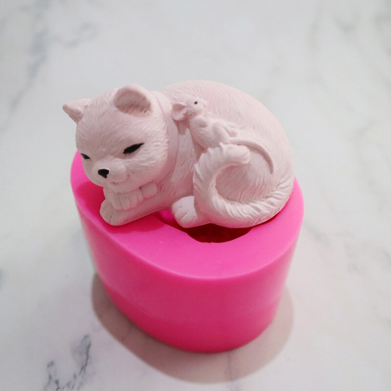 Katze und maus silikon bilden Ebene Aromatherapie Gips Deko bilden Niedliche katze handgemachte seife kerze silikon formen DIY katze bilden