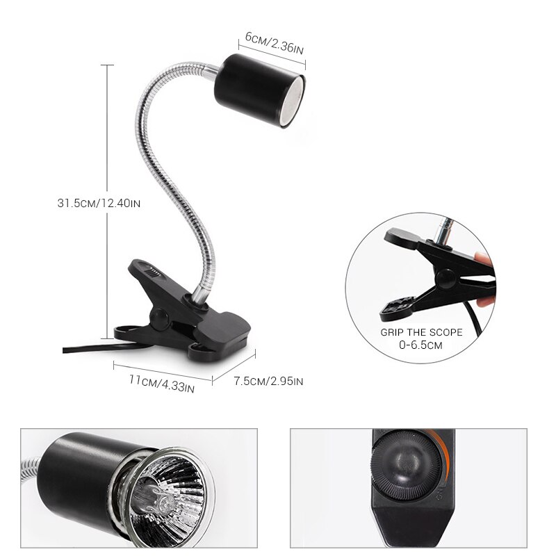 Reptil Wärme Lampe UVA + UVB Gesamte Spektrum Clip-Auf Lampe Halfter Thermometer Hygrometer Schildkröte Schildkrözehn Aalen Lampe Wärme licht