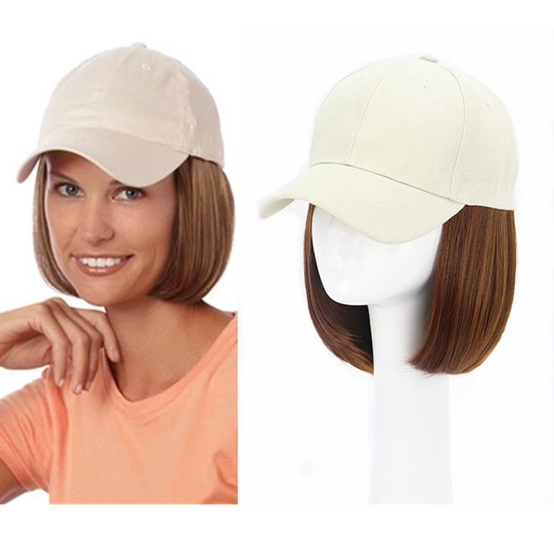 Hywamply 23cm Bob Perücken Capdo klein Hütte Schwarz Beige Attatchment Headwear für Frauen Synthetische Haar sofortig Stil Perücke Haarteil