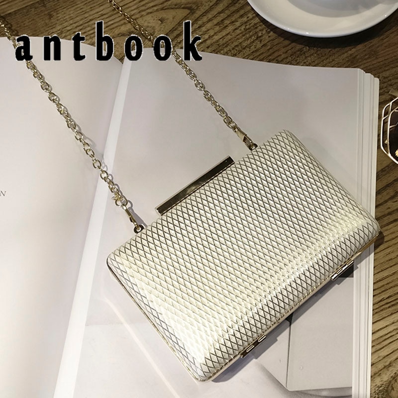 ANTBOOK Frauen Abend Kupplungen Frauen Diamantgitter Handtaschen Geldbörsen Hochzeit Handtaschen Mädchen Kette Kasten Umhängetasche
