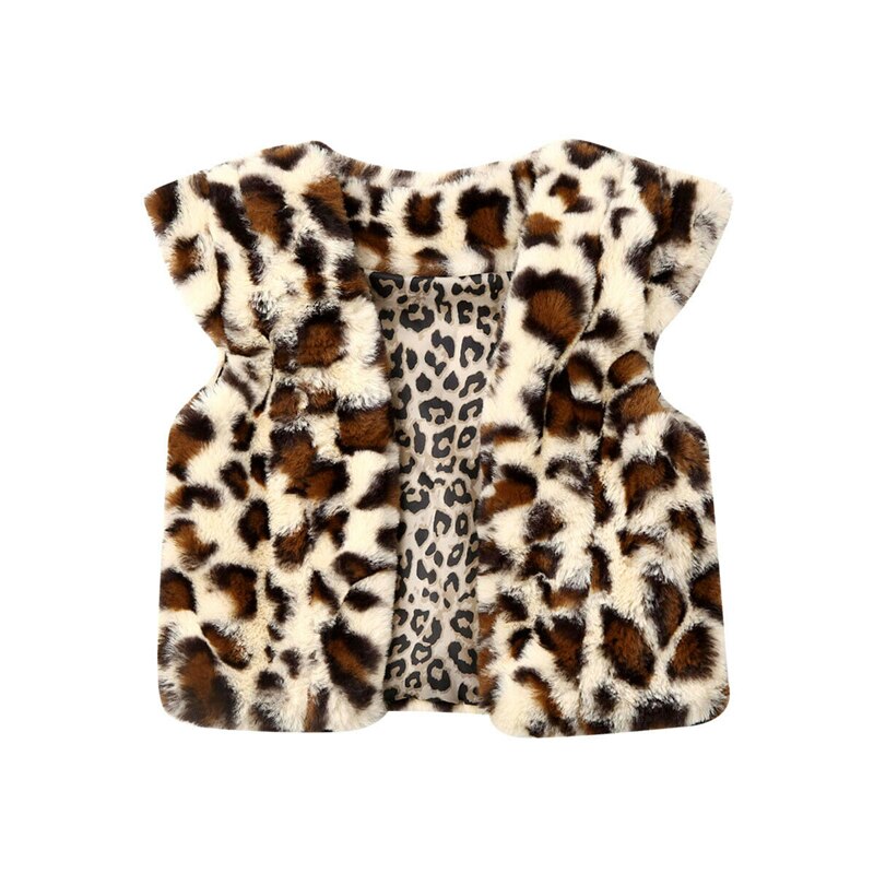 1-6Y Nette Kleinkind freundlicher Baby Mädchen Weste Mantel Warme Plüsch Leopard Druck Weste Mantel Jacke Pelz Weste Winter Kleidung