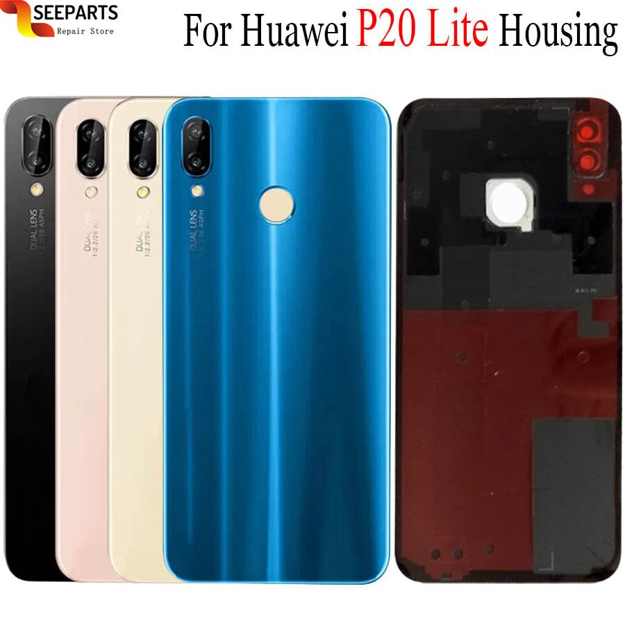 Für Huawei Nova 3e Zurück Batterie Abdeckung Glas P20 Lite Mit Kamera Objektiv Hinten Tür Gehäbenutzen fallen Tafel Glas Für huawei P20 Lite