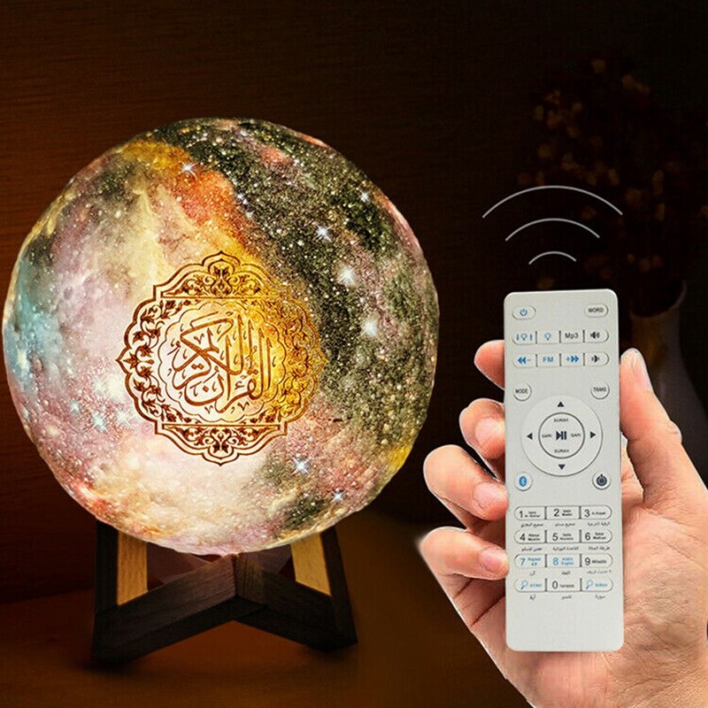 Quran Bluetooth Lautsprecher Bunte Fernbedienung Kleine Mondlicht LED Nachtlicht Mond Lampe Mondlicht Drahtlose Quran Lautsprecher