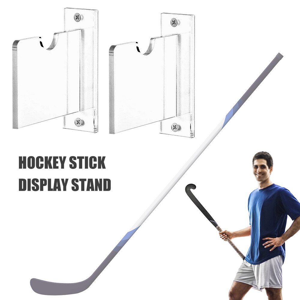 2Stck Eishockey Stock Halfter Acryl Zauberstab Montieren Klar Eis Eishockey Stock Anzeige-ständer Unterstützung Halterung Horizontale Aufhänger für Hause Zauberstab