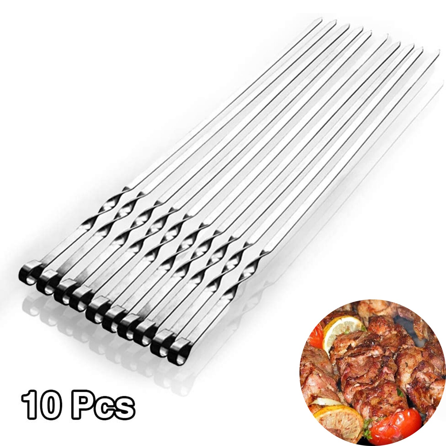 10 stücke draussen Edelstahl Flache Nadel Grill Zeichen Edelstahl Grill Nadel Nicht-rosten Grill werkzeug