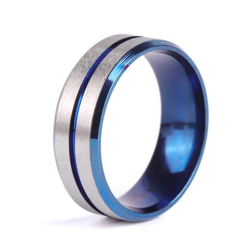 Blau Titan Stahl Ring Klassische Männer Ring Hochzeit Bands Zubehör Für Männlich Engagement Schmuck Ring