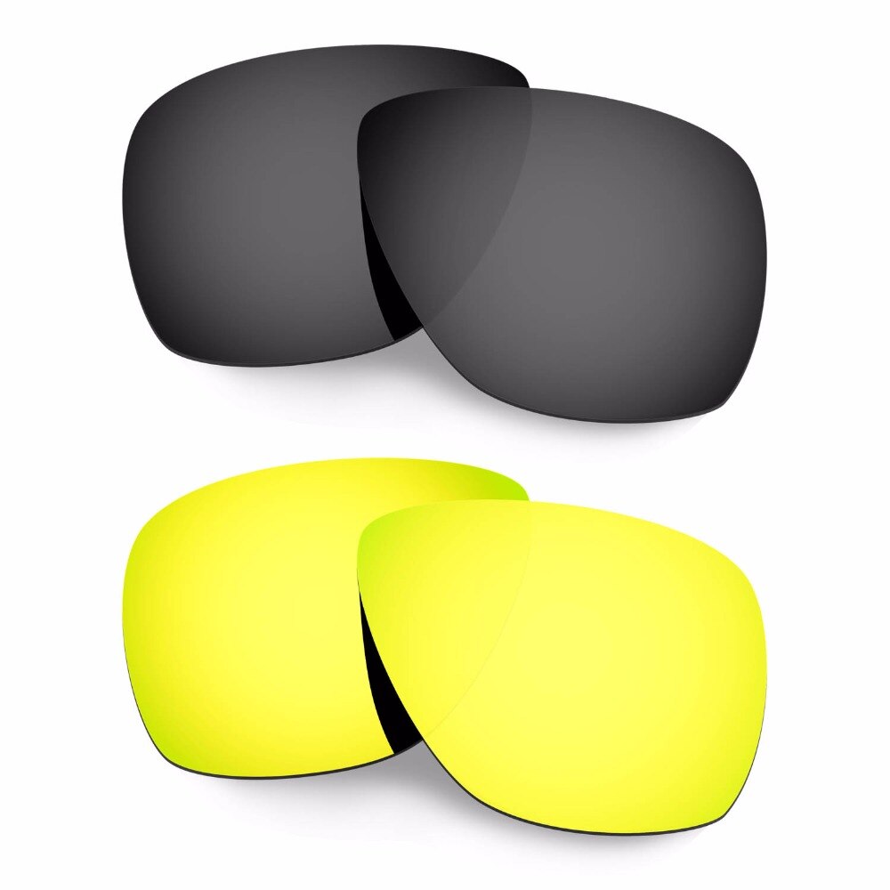 HKUCO Für Brotkasten Sonnenbrille Polarisierte Ersatz Polarisierten Gläsern-Schwarz/Gold 2 Paare