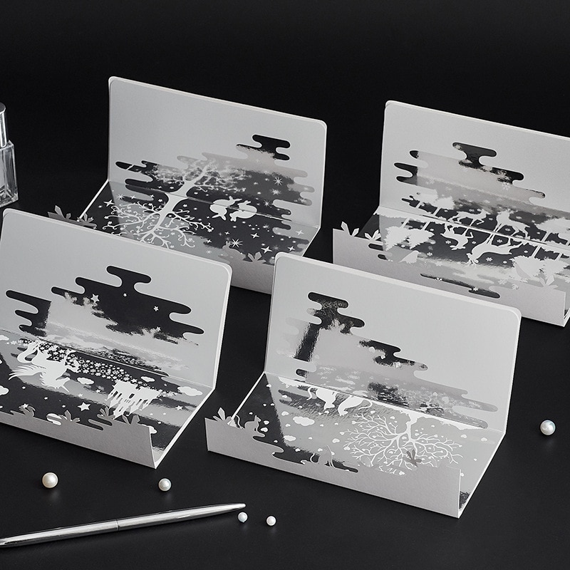 3D Pop-hoch Karten Spiegel Reflexion gruß karte hohl Nachricht Weihnachten Geburtstag Postkarten Karte mit geprägte umschlag