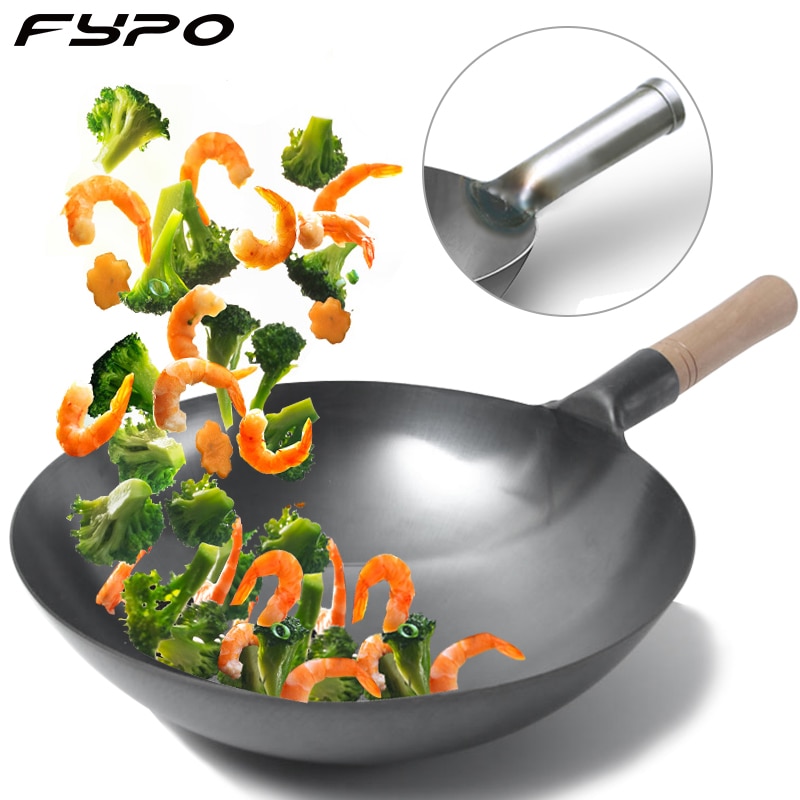 Chinesische Eisen wok Traditionellen Handgemachten Eisen Kochen Topf Nicht-Stock Pfanne Nicht-beschichtung Gas Herde Kochgeschirr küche topf gusseisen topf