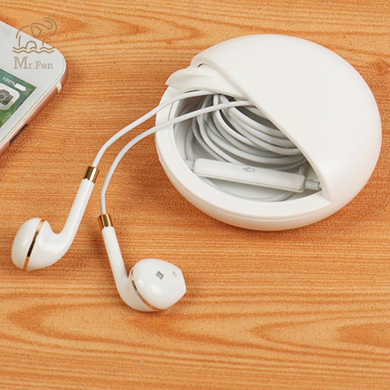 Mini Weiß Runde Plasic Kopfhörer fallen Tasche Tragbare Kopfhörer Ohrhörer schwer Kasten Lagerung für Headset USB Kabel Ladegerät Veranstalter