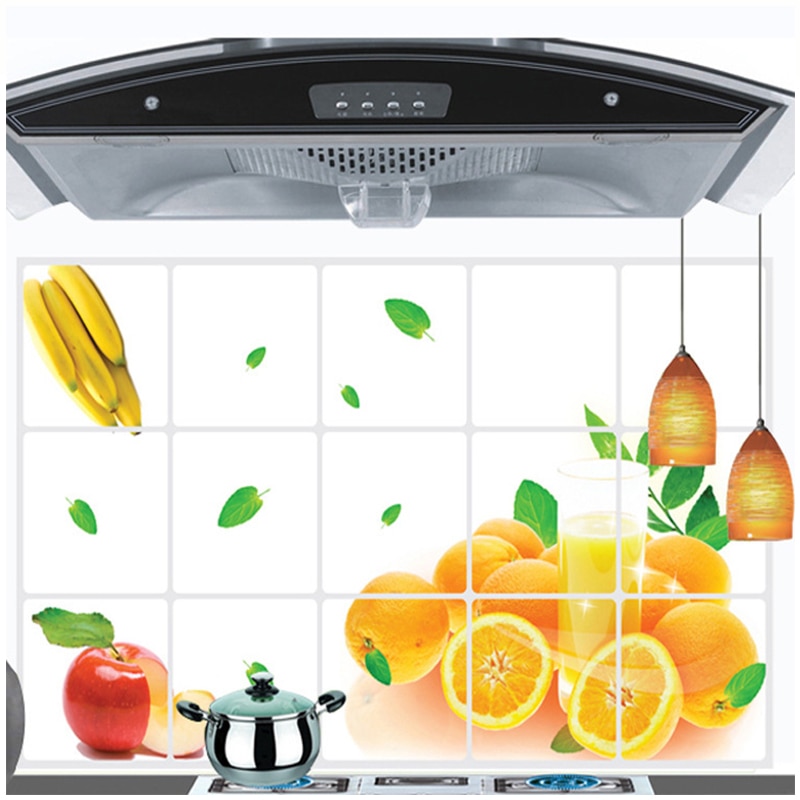 Frische Obst Küche Herde Dekoration Aufkleber Aluminium Folie Wasserdicht Ölbeständiges Zauberstab Aufkleber Selbst Klebe Tapeten Decals
