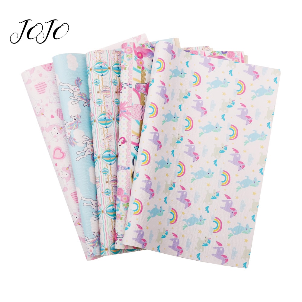 JOJO BÖGen 22*30cm 1pc Faux Synthetische Leder Stoff Einhorn Gedruckt Blatt Für BöGen Bekleidung NäHenne Hause dekoration DIY Liefert