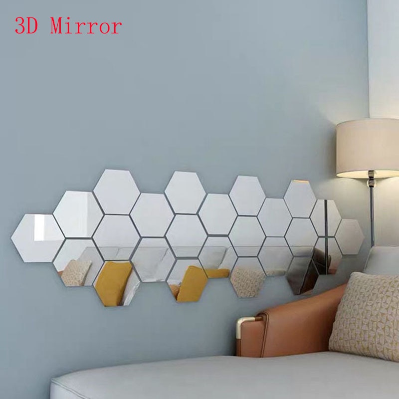 16Stck DIY 3D Spiegel Zauberstab Aufkleber Hexagon Wohnkultur Spiegel Dekor Aufkleber Kunst Zauberstab Dekoration Aufkleber Heimat Innere Dekoration