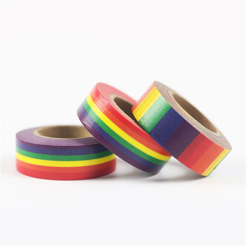 Neue washi Band schule lieferungen schreibwaren Band büro schreibwaren 15mm regenbogen Band