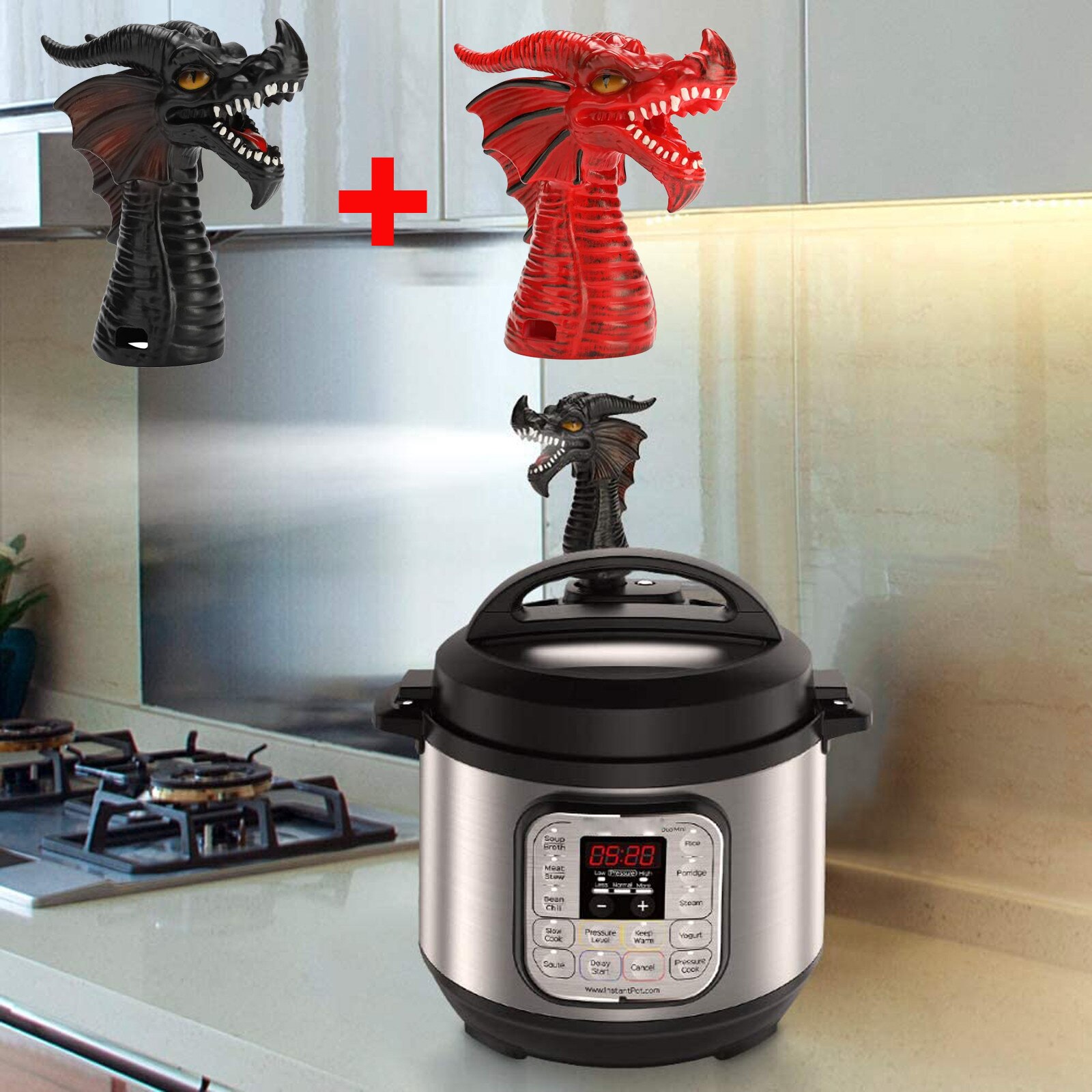 Feuer-Atmen Drachen Dampf Freisetzung Umsteller Werkzeug Topf Zubehör für Druck Herde Küche Weihnachten #
