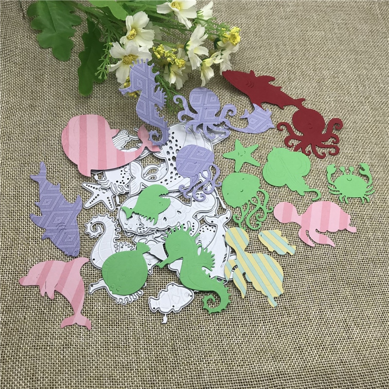 16Stck meer leben Unterwasser Ebene karte Metall Schneiden Stirbt Schablone Scrapbooking Fotoalbum Karte Papier Präge Handwerk DIY
