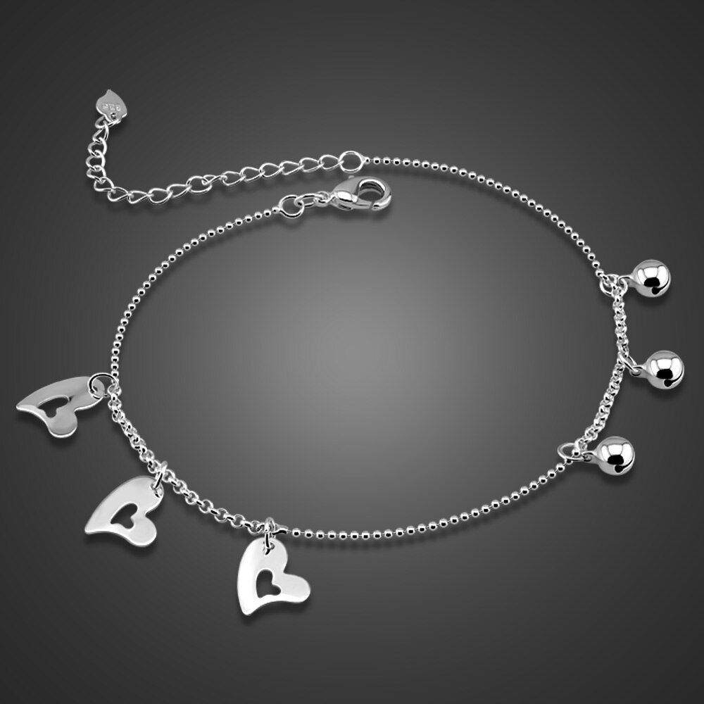 925 Sterling silber Herz Anhänger Fußkettchen 28cm Frauen Strand Barfuß Sandalen Armbinde auf sterben bein Fuß Schmuck