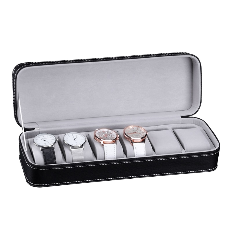 6/10/12 Schlüssel Tragbare Leder Uhr Kasten Ihre Uhr Gute Veranstalter Schmuck Lagerung Kasten Reißverschluss Einfach Tragen Männer Uhr Kasten Neue