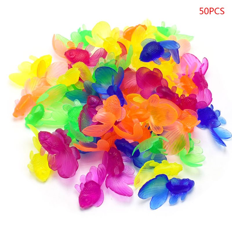 50 Teile/beutel freundlicher Spielzeug PVC Kunststoff Simulation Kleine Goldfisch Lebensechte Gold Fisch Modell für freundlicher Schlecht Wasser Strand Spielzeug