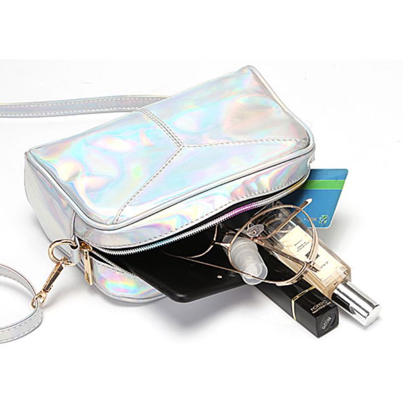Frauen Schulter Taschen Leder Holographische Abend Handtaschen Landstreicher Bote Crossbody-tasche
