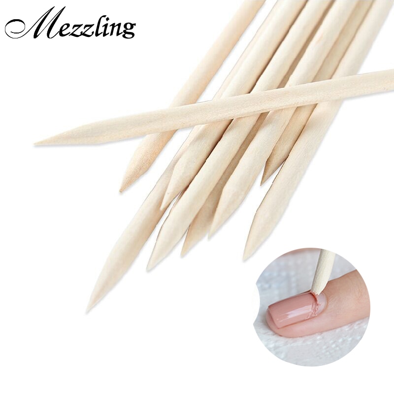 Orange Holz Nagel Stock, 100 stücke Professionelle Nagel Kunst Manikübetreffend Pedikübetreffend Häutchen Pusher Entferner, nagel Strass Punktierung Stift Werkzeuge