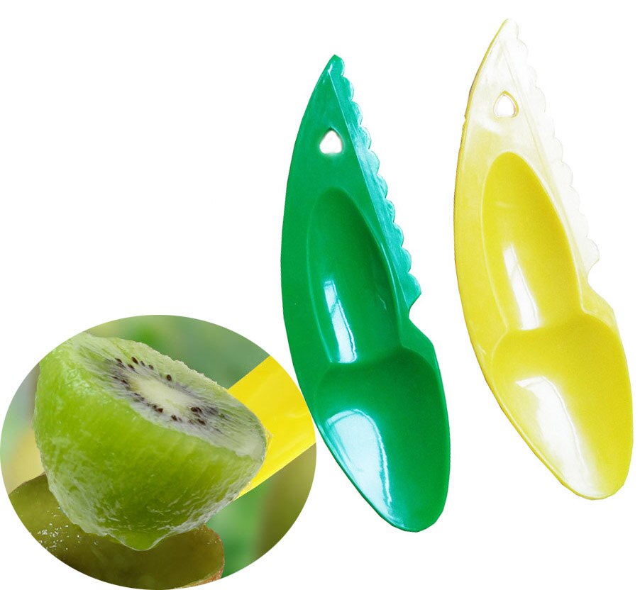Billig! 2 in 1 Kiwi Einfach Schäler Cutter Messer Obst Zellstoff Löffel Obst Schäler Küche Werkzeug Zufällige farbe