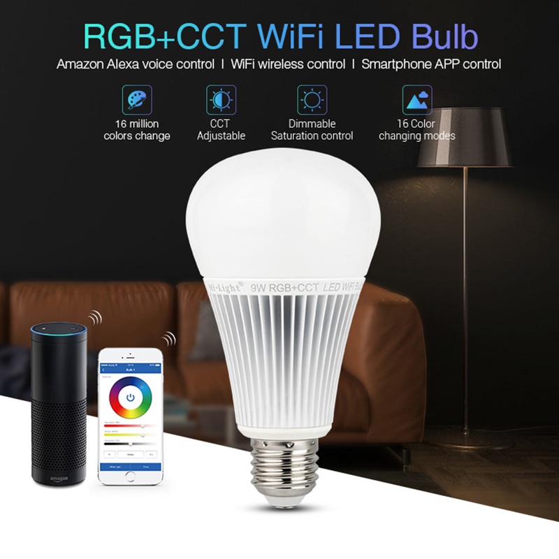 Milight YB1 9W RGB + CCT Wifi LED-lampe 2,4G kabellos LED Lampe 2700K-6500K dimmbare 2 in 1 Clever LED Licht AC100-240V