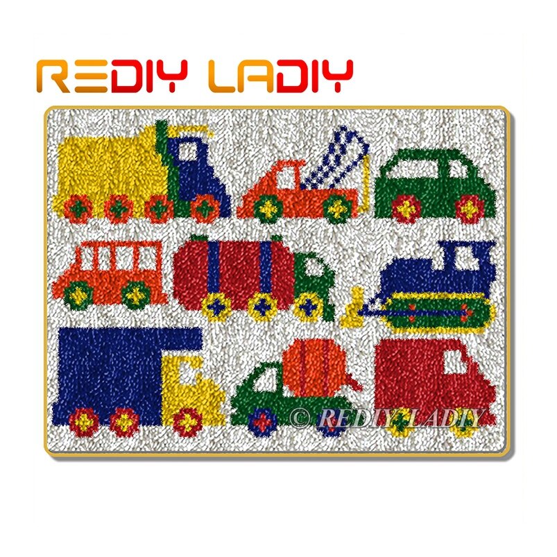 verriegeln Haken Teppich Autos Sammlung Häkeln Teppich Teppich 100% Acryl Garn Sofa Kissen matt DIY Teppich Teppich Heimat Dekor Kunst &Ampere; handwerk