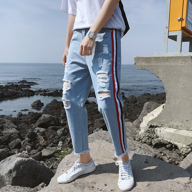 neue hosen männer Jeans Männer streetwear Patchwork Jeans für mann Ausgestattet Hüfte hüpfen Jeans homme Denim