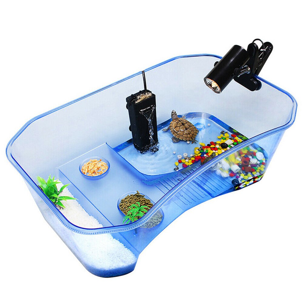 1PC Reptil Schildkröte Vivarium Kasten Schildkröte Aquarium Panzer mit Aalen Rampe Schildkröte Wasser Panzer 40*23*13cm