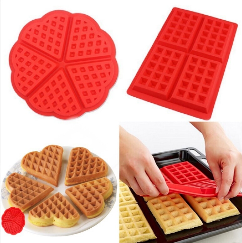 5 Gitter Silikon Waffel Formen Kuchen Backform Pfannkuchen und Waffel Hersteller DIY Hand-gemacht Küche Backformen Zubehör beim56