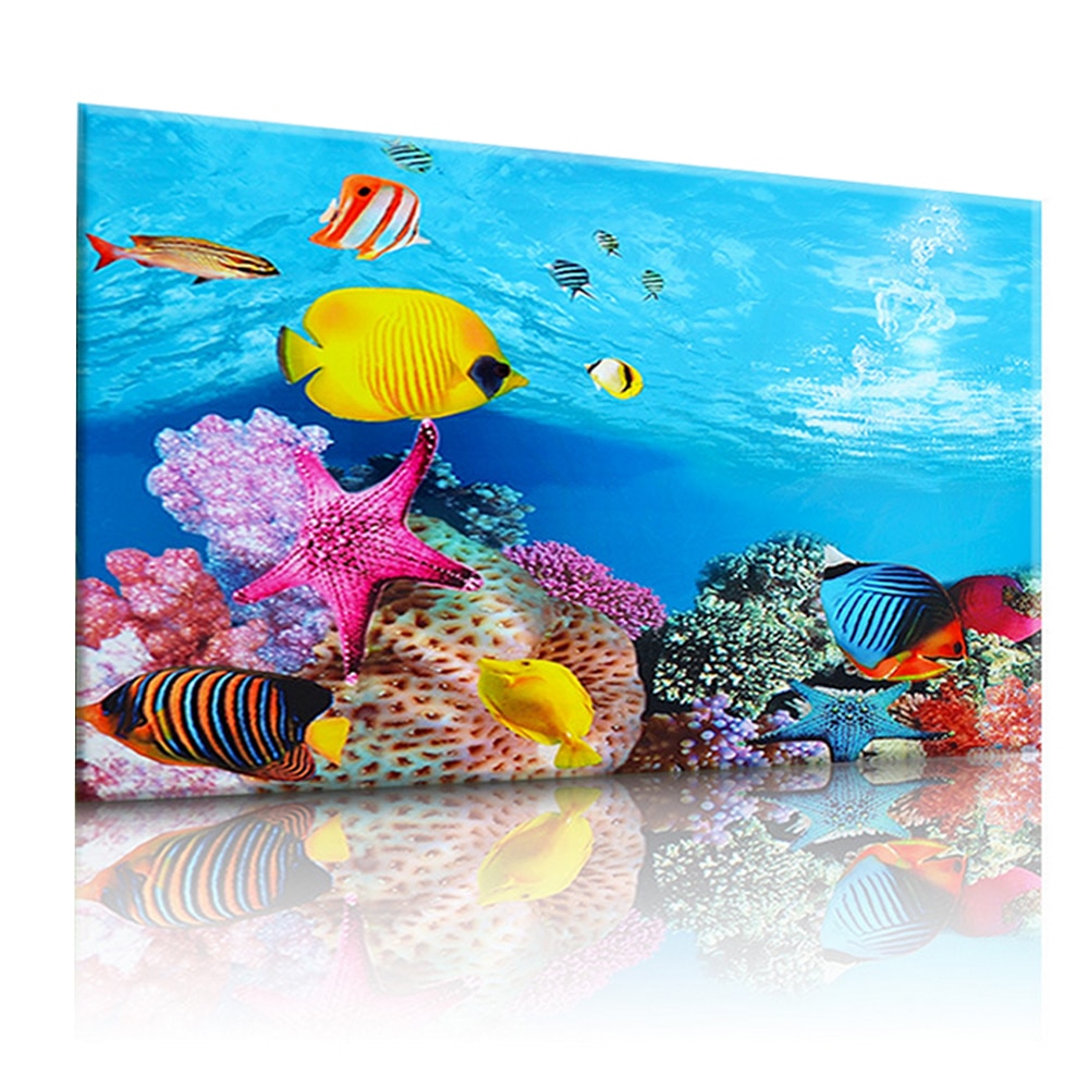 3D Doppelseitige Fisch Panzer Hintergrund Aquarium Aufkleber Klebe Ozean Landschaft Poster Fisch Panzer Dekorative Bilder Bild Dekor