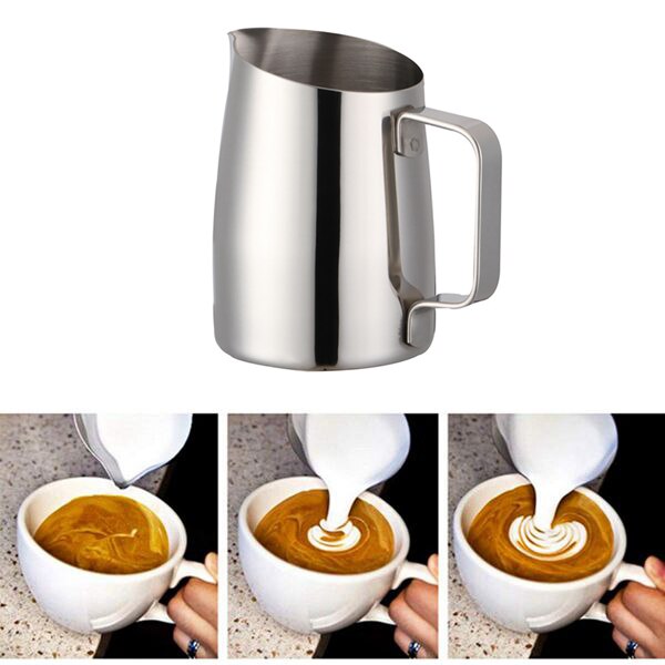 oben400Ml Edelstahl ziehen Kaffee Tasse Milch Schaum Topf Tasse Scharf-nase Diagonale Kaffee Milch Tasse Geeignet für Barista Cappuccin
