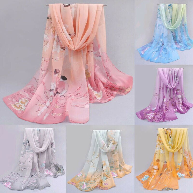Meihuida frauen Gedruckt die Seide Satin- wickeln Schal Kopf Hals Schal Stola 160cm * 50cm Damen Chiffon schal wickeln Schalldämpfer Pareo