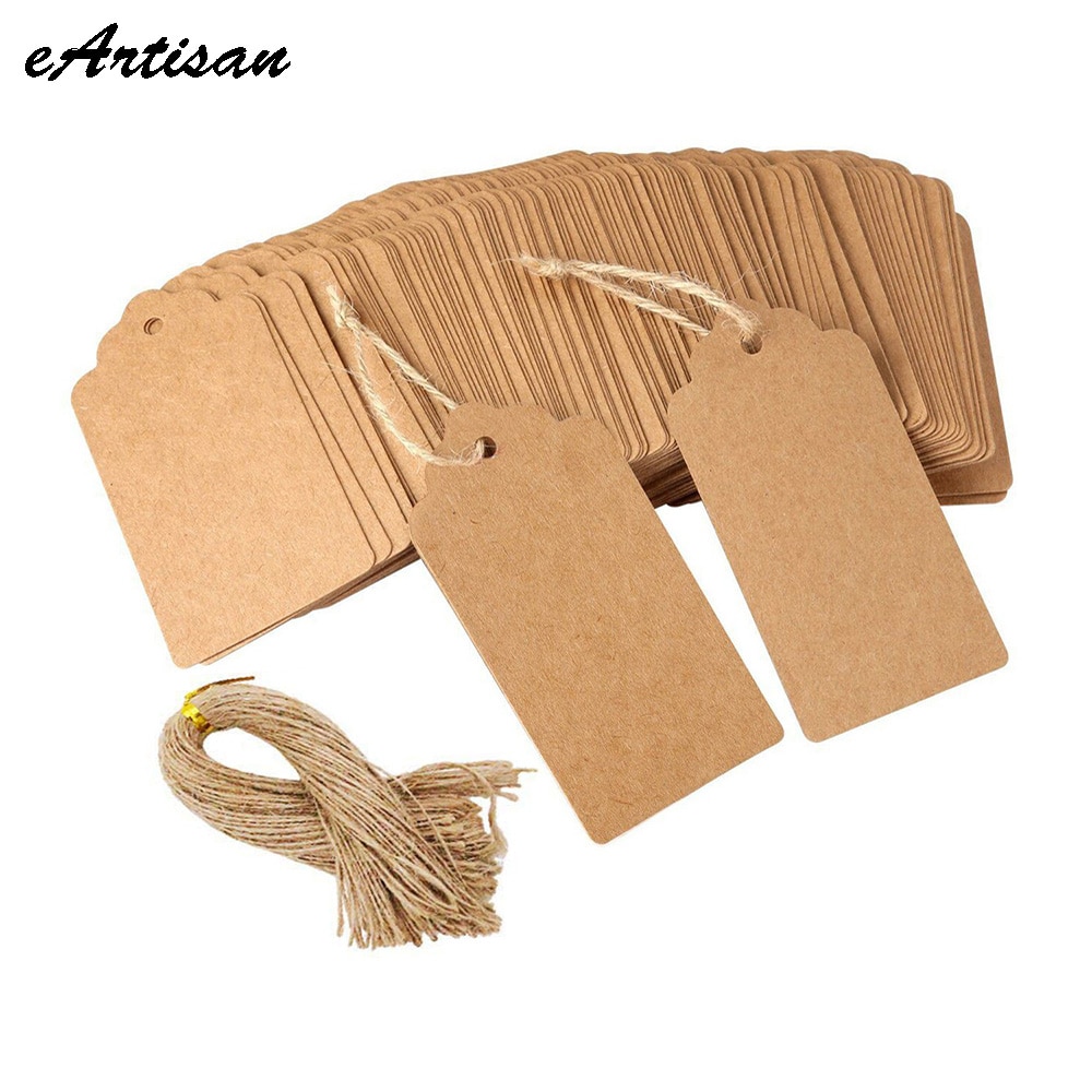 100 stücke Große Größe 4,5x9,5 cm Kraft Stichworte mit Hanf Saiten Schwarz Weiß Kraft Jakobsmuschel Hängen Schild leer Preis Stichworte Papier Etiketten