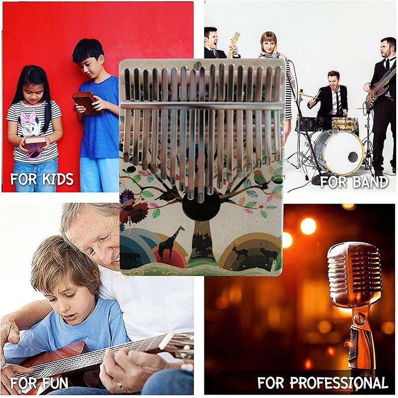 17 schlüssel Daumen Klavier mit Studie Anweisung und Melodie Hammer Holz Hand Finger Klavier Mbira für freundlicher Erwachsene Anfänger (tiere)