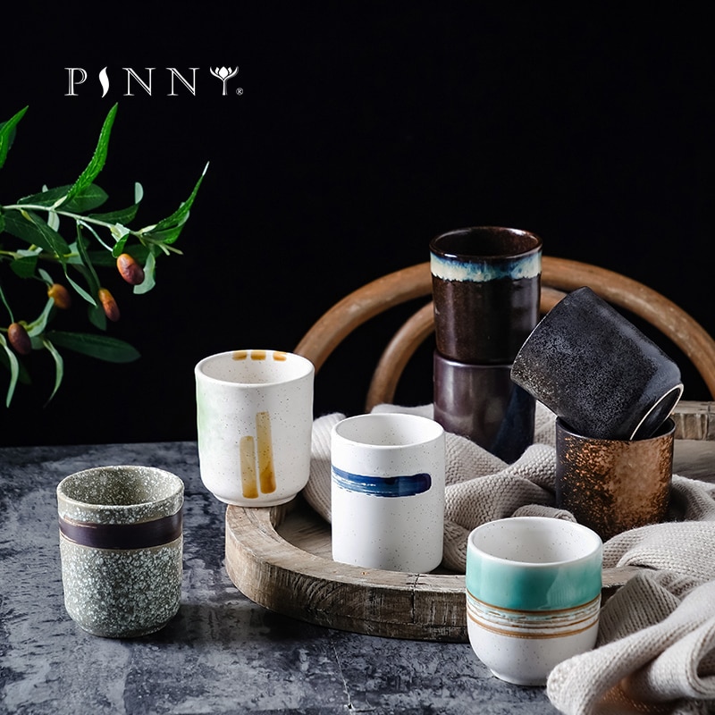 PINNY 200ml Japanischen Stil Keramik Tee Tassen Kaffee Tassen Ofen Pigmentierte Tassen Kreativität Büro Teetasse retro Getränk