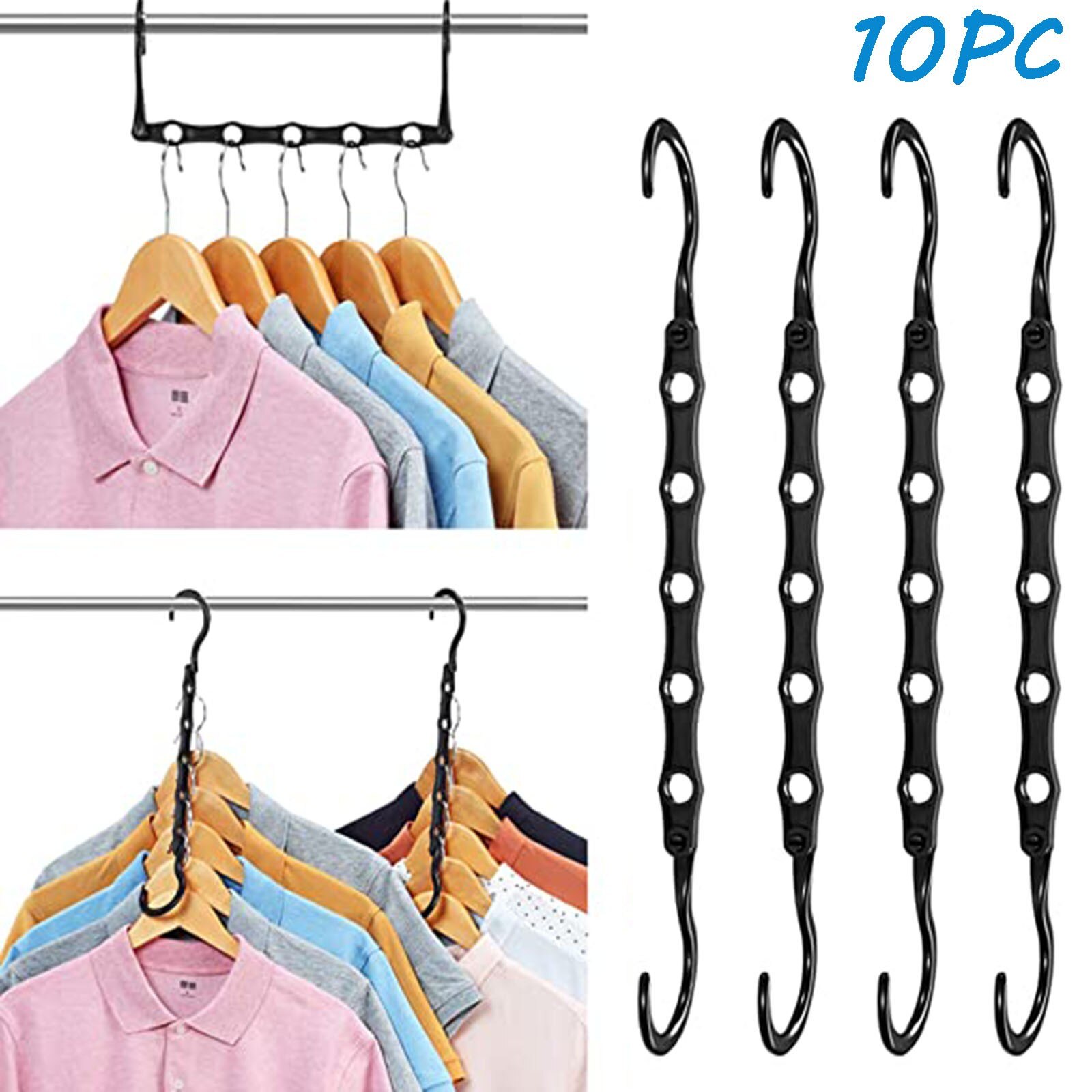 10 Pack 5 Löcher Falten Kleidung KleiderbüGel Für Kleidung Trocknen Gestell Multi-funktion Wandschrank Organizer Platzsparende Kleidung Gestell #35