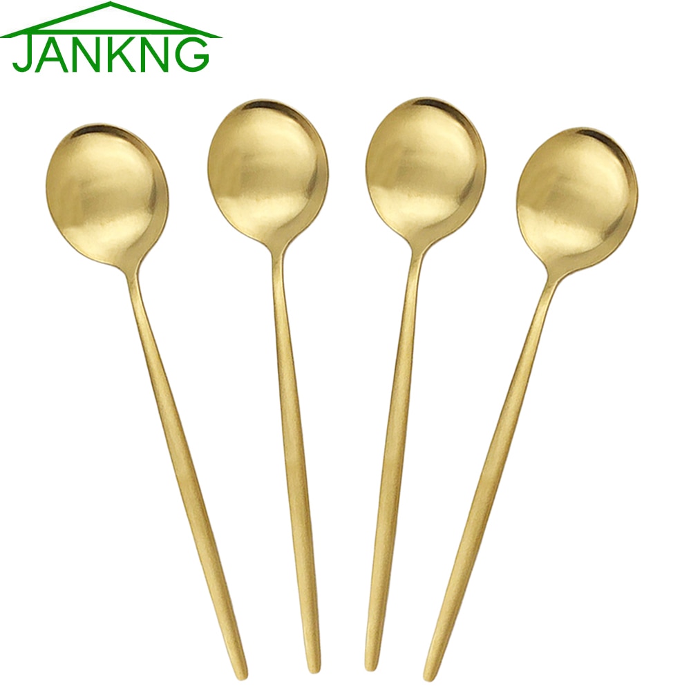 4Stck Gold matt Abendessen Löffel Besteck 304 Edelstahl Geschirr Löffel Besteck 7 Farbe Geschirr Küche Besteck