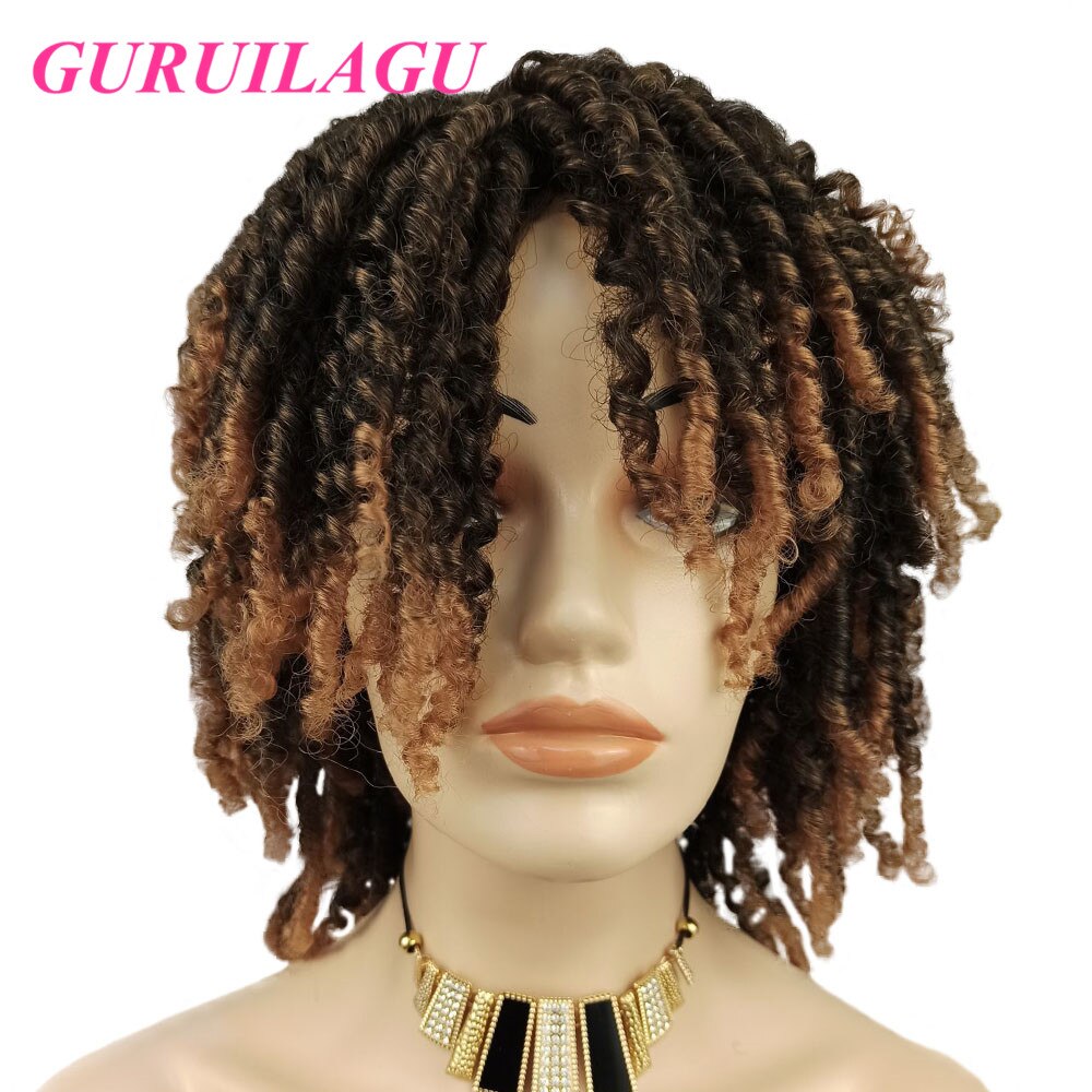 GURUILAGU Dreadlock Haar Perücke Synthetische Perücken für Schwarze Frauen Hohe Temperatur Faser afrikanisch Geflochtene Perücken Schwarz blond Perücken Frauen