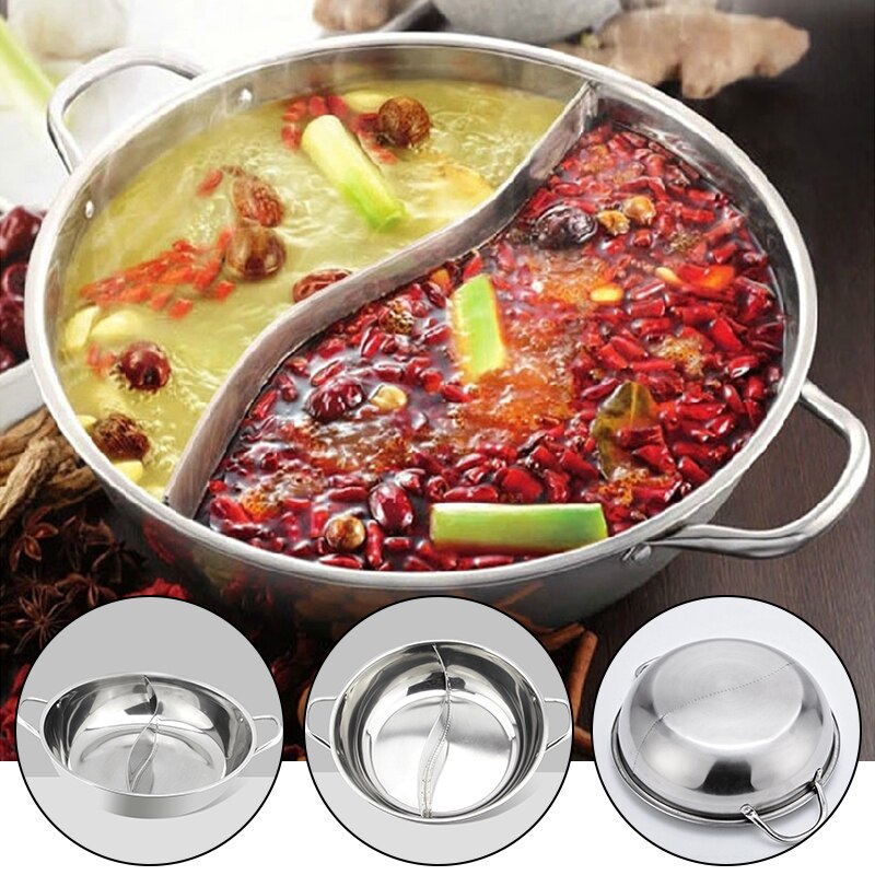 Kochen Topf Edelstahl Single-Schicht Kochen Topf 28cm Doppel Ohr Ente Mandarin Fondue Topf Kochen Topf neue