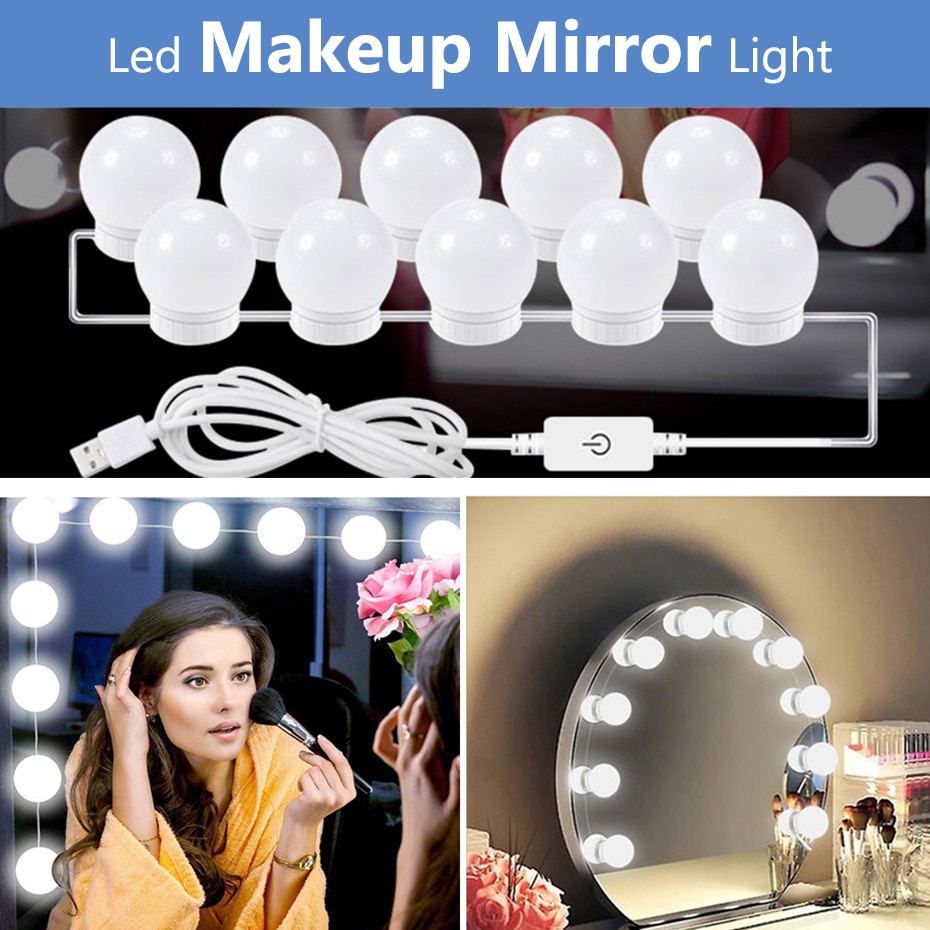 5V USB Hollywood Spiegel Licht Mit berühren Dimmer machen-hoch Tisch Spiegel LED Licht Schlafzimmer Dekor 2/6/10/14 LED-lampen Eitelkeit licht