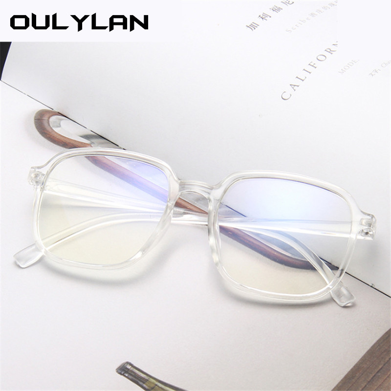Oulylan Transparente Gläser Rahmen Frauen retro Anti-blau licht Computer Gläser Männer Trend Übergroßen Spektakel Rahmen