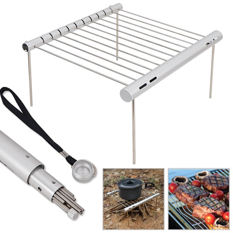 Tragbare Grill Gestell Tragbare Freien BBQ Holzkohle grillen Edelstahl Halterung Grill für draussen Picknick Wandern Camping Grill